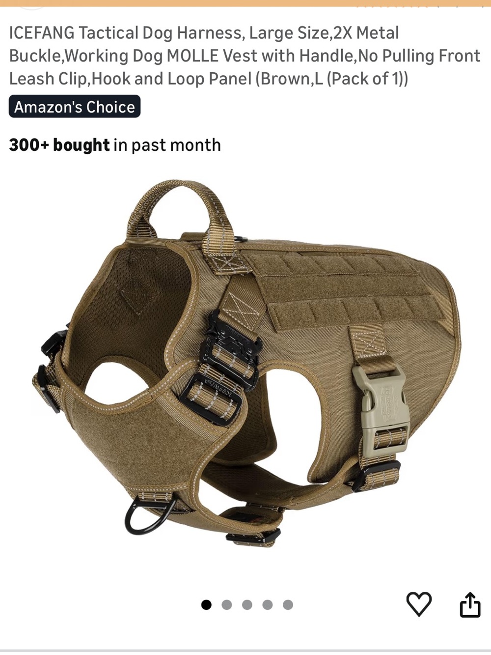 Adjustable Tactical Dog Harness - Brown